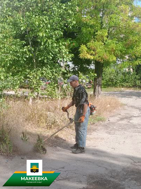  В Макеевке ведётся активная работа по покосу карантинных трав, в том числе на придомовых территориях..